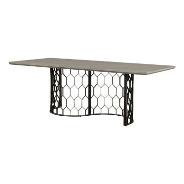 Armen Living Solange Rectangular Dining Table in Concrete and Black Metal
