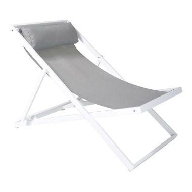 Armen Living Wave Outdoor Patio Aluminum Deck Chair in White Powder Coated