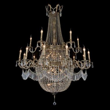 AICO Michael Amini Summer Palace 30 Light Chandelier in Antique Brass