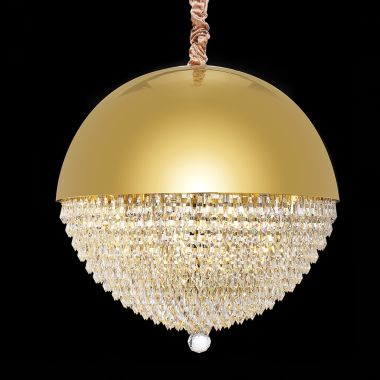 AICO Michael Amini Eclipse LED Light Chandelier with Gold Dome