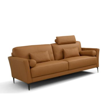 ACME Tussio Sofa with 5 Pillows in Saddle Tan Leather
