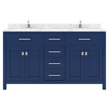 Virtu USA Caroline 60" Double Bath Vanity in French Blue with Quartz Top and Sinks #MD-2060-CMSQ-FB-NM