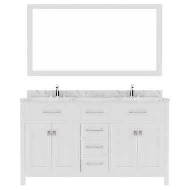 Virtu USA Caroline 60" Double Bath Vanity in White with Quartz Top and Square Sinks #MD-2060-CMSQ-WH-001