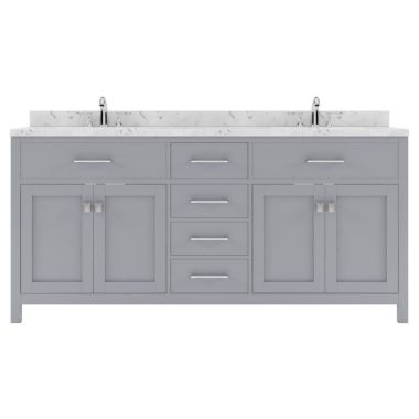 Virtu USA Caroline 72" Double Bath Vanity in Gray with Quartz Top and Square Sinks #MD-2072-CMSQ-GR-NM
