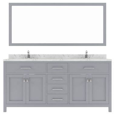 Virtu USA Caroline 72" Double Bath Vanity in Gray with Quartz Top and Square Sinks #MD-2072-CMSQ-GR-001