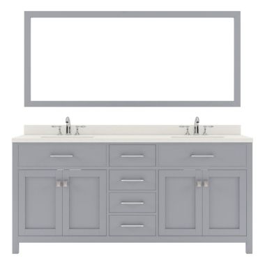 Virtu USA Caroline 72" Double Bathroom Vanity Set in Grey #MD-2072-DWQRO-GR-002