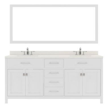 Virtu USA Caroline 72" Double Bathroom Vanity Set in White #MD-2072-DWQRO-WH