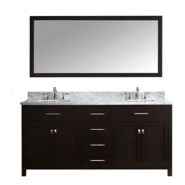 Virtu USA Caroline 72" Double Sink Bathroom Vanity Set in Espresso - MD-2072-WMSQ-ES