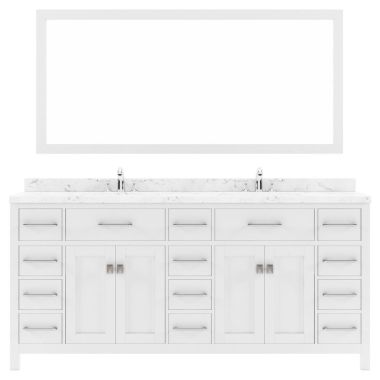 Virtu USA Caroline Parkway 72" Double Bath Vanity in White with Quartz Top and Sinks #MD-2172-CMRO-WH-001