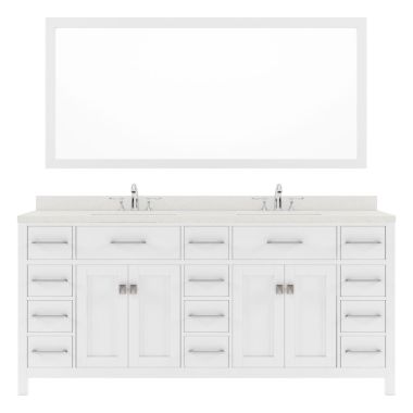 Virtu USA Caroline Parkway 72" Double Bathroom Vanity Set in White #MD-2172-DWQRO-WH