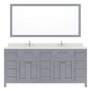 Virtu USA Caroline Parkway 72" Double Bathroom Vanity Set in Grey #MD-2172-DWQSQ-GR-001