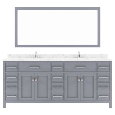 Virtu USA Caroline Parkway 78" Double Bath Vanity in Gray with Quartz Top and Sinks #MD-2178-CMSQ-GR-002