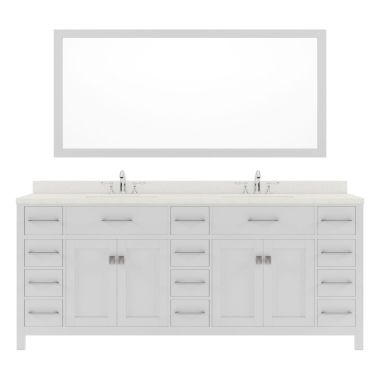Virtu USA Caroline Parkway 78" Double Bathroom Vanity Set in White #MD-2178-DWQRO-WH-001