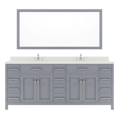 Virtu USA Caroline Parkway 78" Double Bathroom Vanity Set in Grey #MD-2178-DWQSQ-GR-001