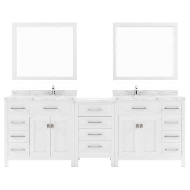 Virtu USA Caroline Parkway 93" Double Bath Vanity in White with Quartz Top and Sinks #MD-2193-CMSQ-WH