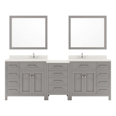 Virtu USA Caroline Parkway 93" Double Bathroom Vanity Set in Cashmere Grey #MD-2193-DWQSQ-CG