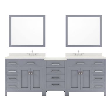 Virtu USA Caroline Parkway 93" Double Bathroom Vanity Set in Grey #MD-2193-DWQSQ-GR