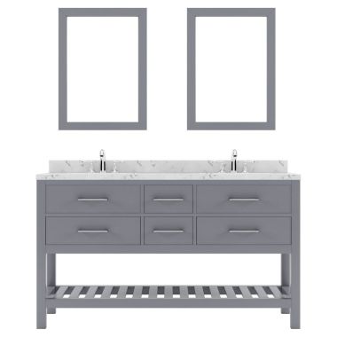 Virtu USA Caroline Estate 60" Double Bath Vanity in Gray with Quartz Top and Sinks #MD-2260-CMSQ-GR-002