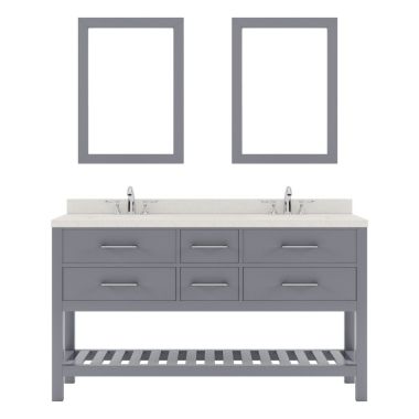 Virtu USA Caroline Estate 60" Double Bathroom Vanity Set in Grey #MD-2260-DWQSQ-GR-002
