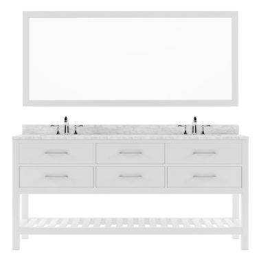 Virtu USA Caroline Estate 72" Double Bathroom Vanity Set in White #MD-2272-WMRO-WH-012