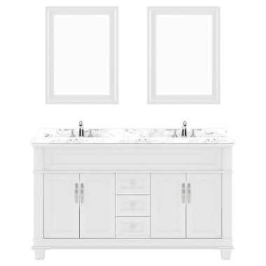Virtu USA Victoria 60" Double Bath Vanity in White with Quartz Top and Round Sinks #MD-2660-CMRO-WH-001