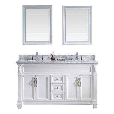 Virtu USA Victoria 60" Double Bathroom Vanity Set in White #MD-2660-WMRO-WH-001