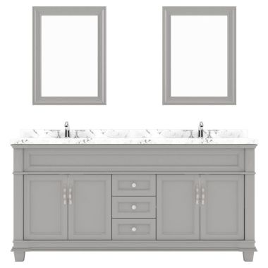 Virtu USA Victoria 72" Double Bath Vanity in Gray with Quartz Top and Round Sinks #MD-2672-CMRO-GR