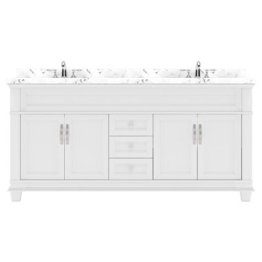 Virtu USA Victoria 72" Double Bath Vanity in White with Quartz Top and Round Sinks #MD-2672-CMRO-WH-NM