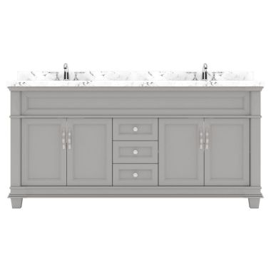 Virtu USA Victoria 72" Double Bath Vanity in Gray with Quartz Top and Square Sinks #MD-2672-CMSQ-GR-NM