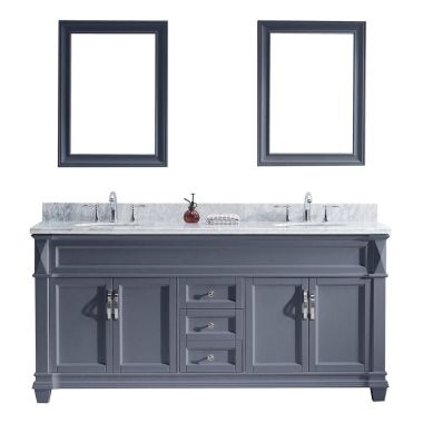 Virtu USA Victoria 72" Double Bathroom Vanity Set in Grey #MD-2672-WMRO-GR-001