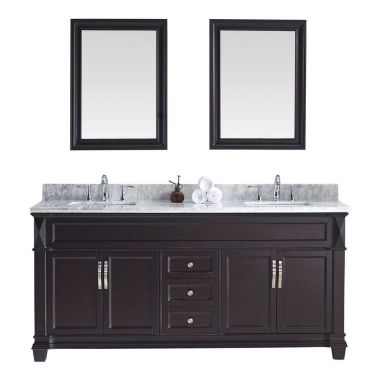 Virtu USA Victoria 72" Double Bathroom Vanity Set in Espresso #MD-2672-WMSQ-ES-001