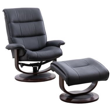 Parker Living Knight Manual Reclining Swivel Chair and Ottoman in Black