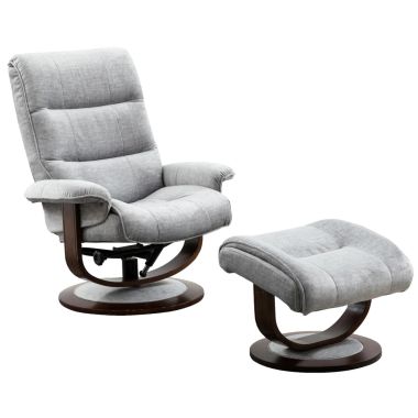Parker Living Knight Manual Reclining Swivel Chair and Ottoman in Capri Silver