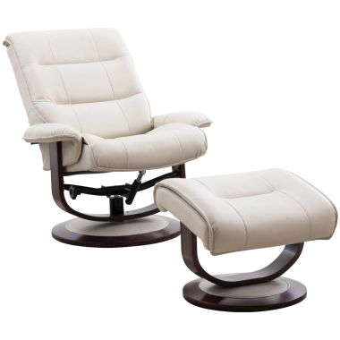 Parker Living Knight Manual Reclining Swivel Chair and Ottoman in Oyster