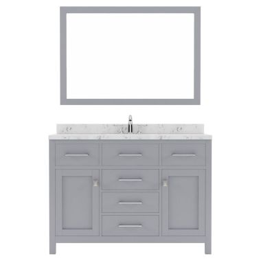 Virtu USA Caroline 48" Single Bath Vanity in Gray with Quartz Top and Square Sink #MS-2048-CMSQ-GR-002