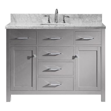 Virtu USA Caroline 48" Single Bathroom Vanity in Cashmere Grey with Marble Top and Square Sink
