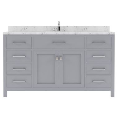 Virtu USA Caroline 60" Single Bath Vanity in Gray with Quartz Top and Round Sink #MS-2060-CMRO-GR-NM