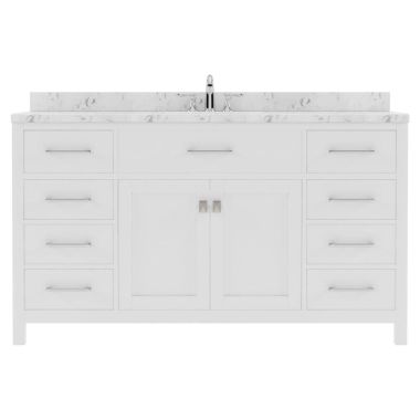 Virtu USA Caroline 60" Single Bath Vanity in White with Quartz Top and Round Sink #MS-2060-CMRO-WH-NM