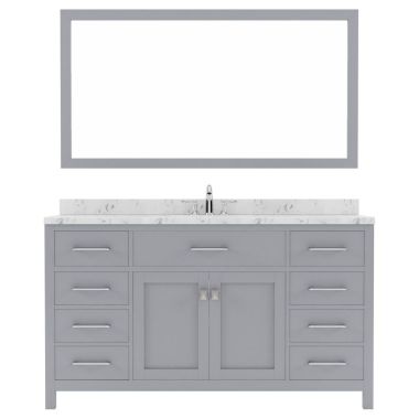 Virtu USA Caroline 60" Single Bath Vanity in Gray with Quartz Top and Square Sink #MS-2060-CMSQ-GR-001