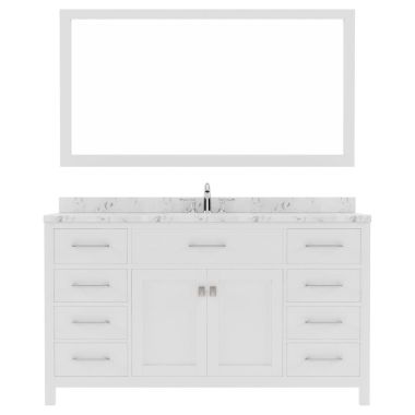 Virtu USA Caroline 60" Single Bath Vanity in White with Quartz Top and Square Sink #MS-2060-CMSQ-WH