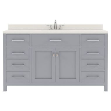 Virtu USA Caroline 60" Single Bath Vanity in Gray with Quartz Top and Round Sink #MS-2060-DWQRO-GR-NM