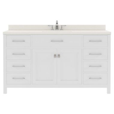 Virtu USA Caroline 60" Single Bath Vanity in White with Quartz Top and Round Sink #MS-2060-DWQRO-WH-NM