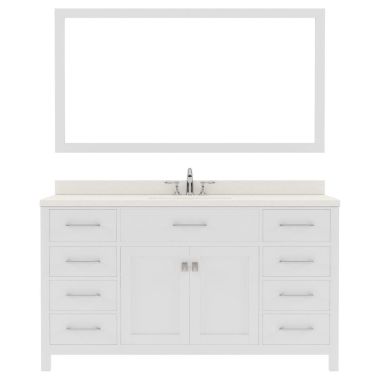Virtu USA Caroline 60" Single Bath Vanity in White with Quartz Top and Round Sink #MS-2060-DWQRO-WH-002