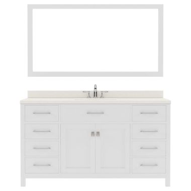 Virtu USA Caroline 60" Single Bath Vanity in White with Quartz Top and Square Sink #MS-2060-DWQSQ-WH-002
