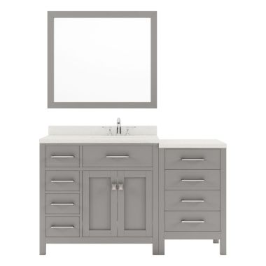 Virtu USA Caroline Parkway 57" Single Bathroom Vanity Set in Cashmere Grey #MS-2157L-DWQRO-CG-002