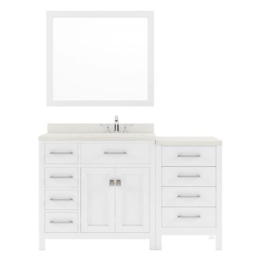 Virtu USA Caroline Parkway 57" Single Bathroom Vanity Set in White #MS-2157L-DWQRO-WH-001