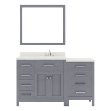 Virtu USA Caroline Parkway 57" Single Bathroom Vanity Set in Grey #MS-2157L-DWQSQ-GR-001
