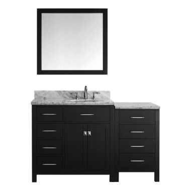Virtu USA Caroline Parkway 57" Single Round Sink Espresso Top Vanity in Espresso with Polished Chrome Faucet and Mirror