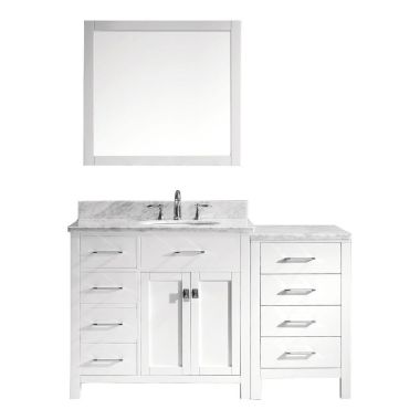 Virtu USA Caroline Parkway 57" Single Bathroom Vanity Set in White #MS-2157L-WMRO-WH-001