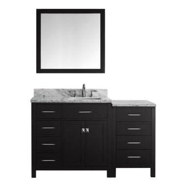 Virtu USA Caroline Parkway 57" Single Square Sink Espresso Top Vanity in Espresso with Polished Chrome Faucet and Mirror